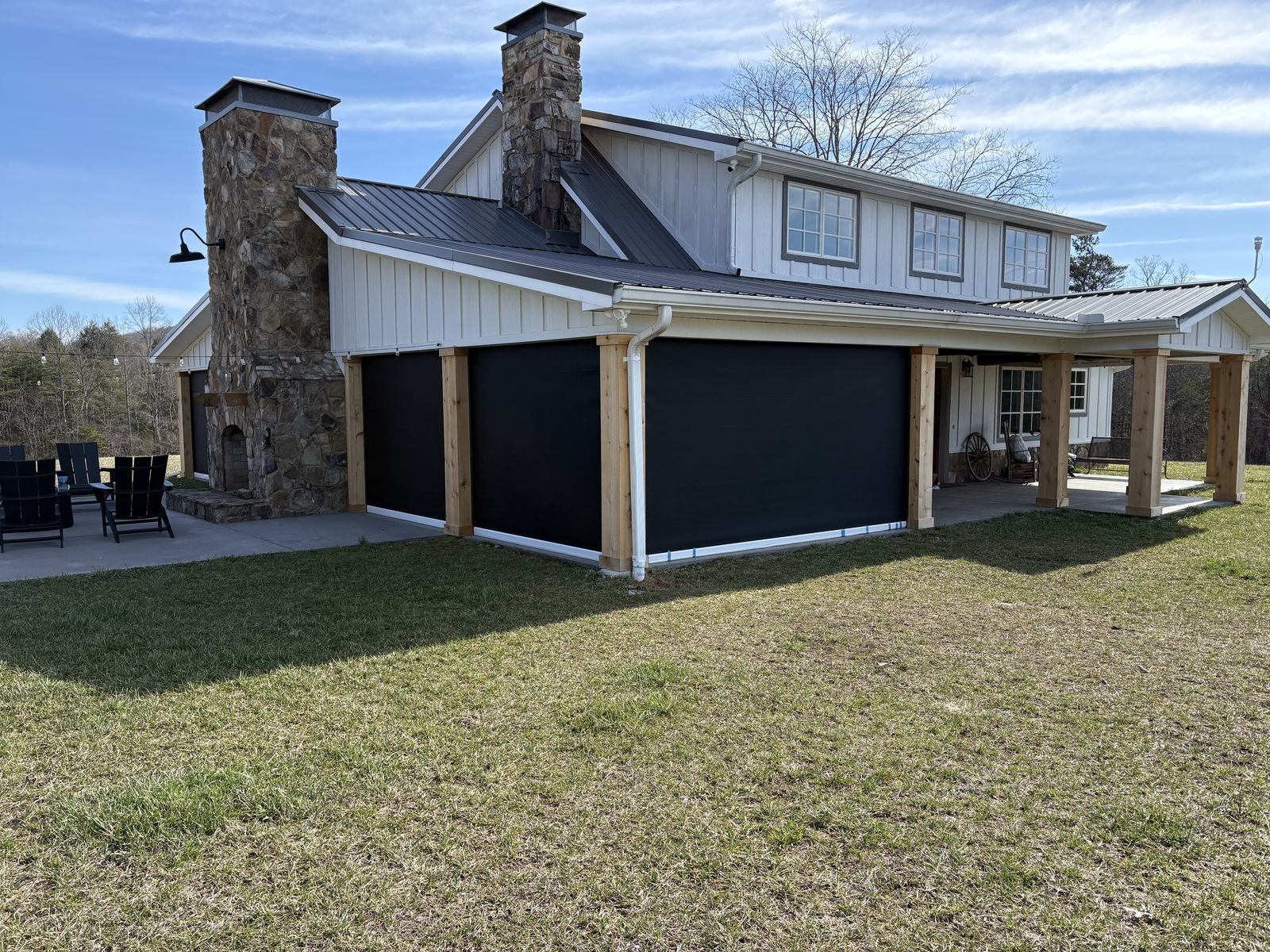 Motorized screen installation — wide view