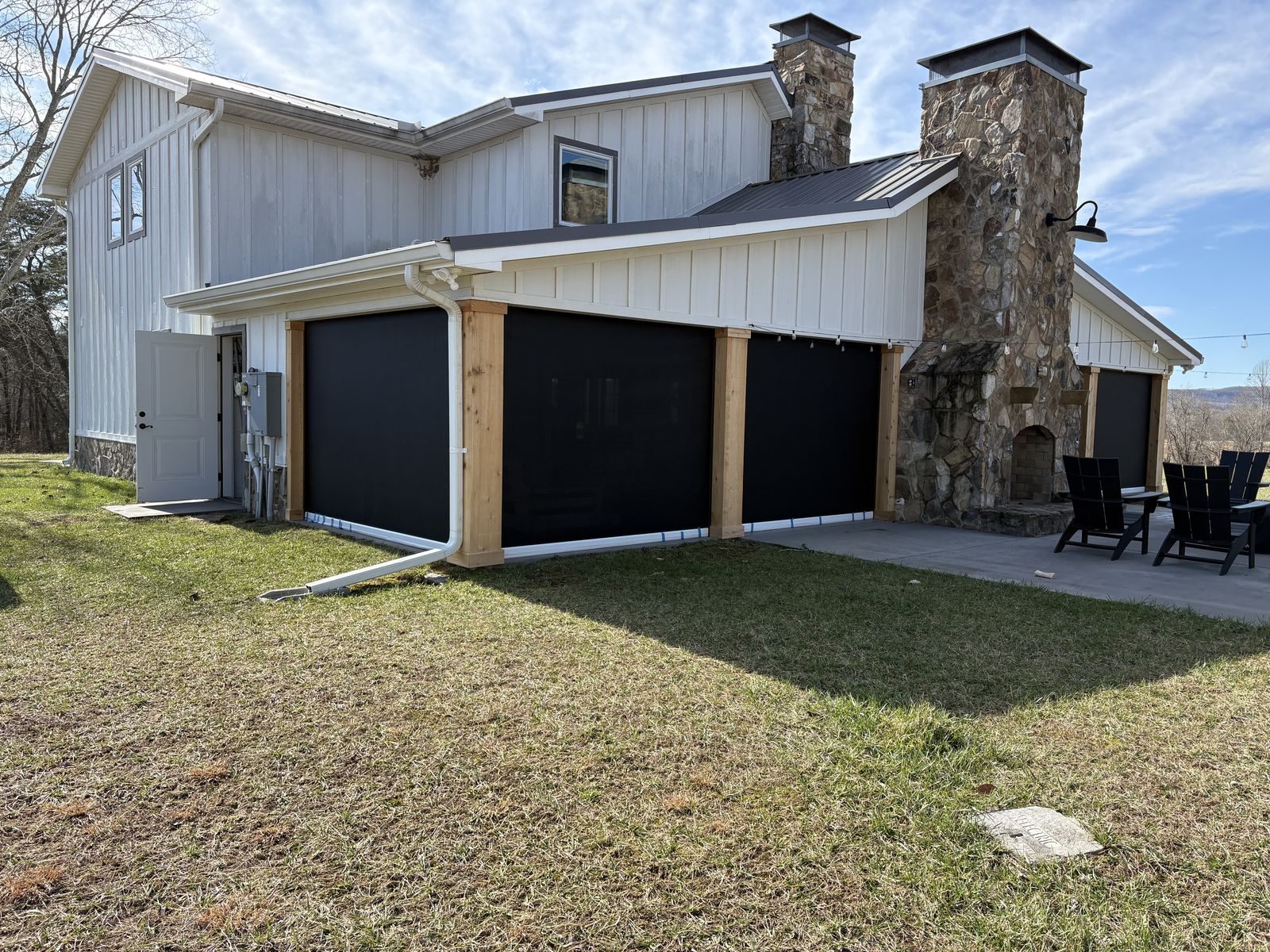 Large-home motorized screen installation